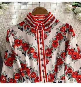 Abito Midi a-line da donna a vita alta <span class=keywords><strong>elegante</strong></span> <span class=keywords><strong>abbigliamento</strong></span> Casual da donna all'ingrosso motivo floreale vita naturale giorno antistatico - Product Image 4