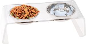 Fournitures <span class=keywords><strong>pour</strong></span> animaux de compagnie Support de bol en acrylique surélevé, facile à nettoyer et transparent <span class=keywords><strong>pour</strong></span> <span class=keywords><strong>chat</strong></span> et petits chiens - Product Image 2