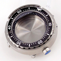 NH35A NH36A Tuna boîtier de montre en acier de plongée couronne at 4 boîtier étanche SKX pièces de rechange pour Mod 46.5mm anneau de chapitre noir
