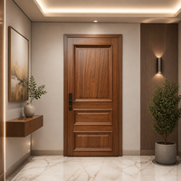 Porte en bois composite laqué acajou, design classique, étanche, pour chambre à coucher, villa, portes à battants