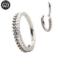 Aksesori cincin laris ASTM F136 Titanium berengsel CZ Pave Cincin segmen sisi poles tinggi cincin hidung Clicker perhiasan anting tindik