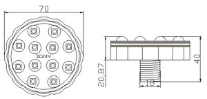 70mm programmierbare RGB-LED-Pixel-Beleuchtung für Freizeitparks, 24V, 12 LEDs, Außen-Punktlicht für Karneval und Attraktionen, Achterbahn - Product Image 2