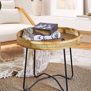 उच्च गुणवत्ता वाले nordic आकार समकालीन आधुनिक शैली धातु की साइड टेबल लकड़ी और लोहे की लिफ्ट शीर्ष लकड़ी की आधुनिक कॉफी टेबल