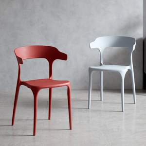 Scandinavian Modern minimalis susun sandaran tangan kursi makan plastik warna-warni untuk RUMAH & vila digunakan untuk taman - Product Image 3