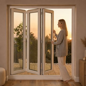 <span class=keywords><strong>Puerta</strong></span> Plegable de Vidrio UPVC de Lujo, Doble Acristalamiento Templado, Panel Completo con Núcleo de Aluminio, para <span class=keywords><strong>Terraza</strong></span>, Jardín, Villa, Insonorizada, de Fabricante - Product Image 1
