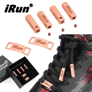 iRun metal tipped laces end of shoe laces aglets charms set Custom Rose gold Metal Shoe Laces Square Tips Metal Aglets