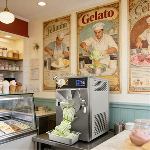 Machine à glaces artisanales commerciale avec machine à gelato automatique, refroidie par air, pour comptoir, machine à glaces en vrac - Product Image 1