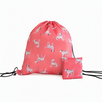 Sac à cordon pliable imprimé en polyester, sac à dos compressible pour la gym, l'école, le sport, sac à cordon personnalisé avec logo, MOQ 100 pièces, vente en gros OEM