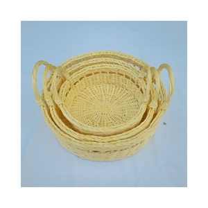 Natural Rattan Storage <b>Baskets</b> Set of 3 Handwoven <b>Rectangular</b> with Handles Multi-Purpose Rustic Design for Neatening - Product Image 6