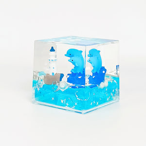 Bouteille flottante <span class=keywords><strong>en</strong></span> acrylique avec horloge à sable liquide, motif dauphin <span class=keywords><strong>3D</strong></span> ondulé et phare, souvenir de festival, cadeau, jouet anti-stress - Product Image 6