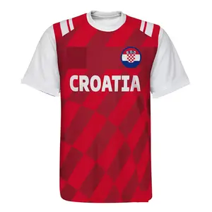 廉价批发2024个人包装克罗地亚国家3D印花快干运动男式足球t恤