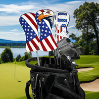Vente en gros de housses de tête de club de golf personnalisées en cuir PU imperméable avec broderie de patch, marque PM, fabriquées en Chine