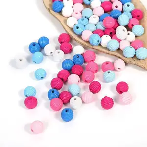 Wholesale Natural Wooden Beads Thread Round Assorted Color Beads Wooden Articles Spacer Loose Beads For Jewelry Making