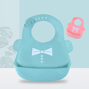 Silicone Baby Bib With Bow Tie Design Waterproof Food Grade For Infants 0-12 Months Arc Type - Product Image 1