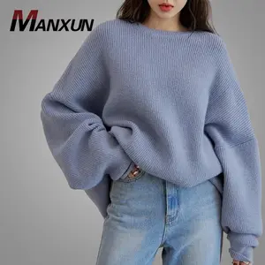 नई डिजाइन ठोस ड्रॉप कंधे बड़े देवियों स्वेटर सादे सर्दियों महिलाओं के Hoodies स्वेटर दौर गर्दन Hoodies महिलाओं
