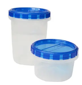 Pp可重复使用的透明圆形饼干储物桶，带盖塑料食品容器