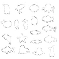 Emporte-pièces HY Ocean en acier inoxydable, formes de créatures marines : crabe, baleine, dauphin, coquillage, poisson