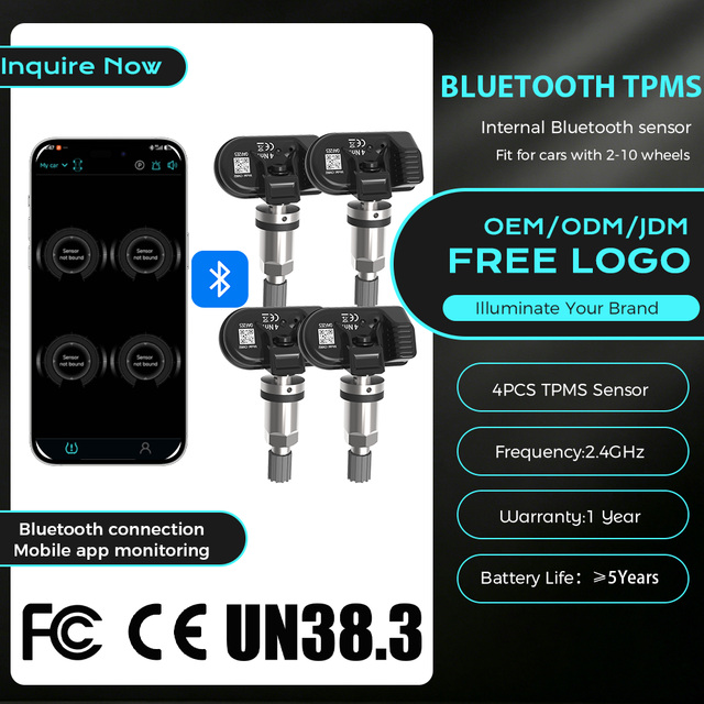 Universal BLE5.0 with Mobile APP 5.0/4.0 BLE Tpms Sensor Tire Pressure Monitoring System for Car - 4 Pcs/set