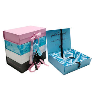 Exquisita caja de regalo de <span class=keywords><strong>papel</strong></span> azul claro con forro de <span class=keywords><strong>seda</strong></span> y cinta negra-Presentación de lujo para ocasiones especiales - Product Image 5