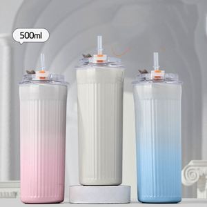 <b>Large</b> Capacity 316 Stainless Steel Thermal <b>Cup</b> for Women, Portable High-Beauty with Straw, Simple Dual-Drink Coffee <b>Cup</b> - Product Image 1