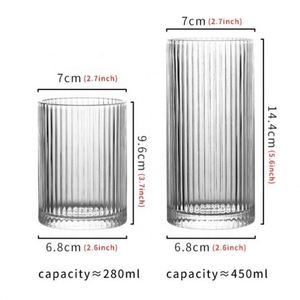 Eco Friendly Reusable Modern Simple <b>Teacup</b> Household Smoothie Cup Vertical Stripes Drinking <b>Glass</b> Cup Coffee Cup 250ml/360ml - Product Image 1