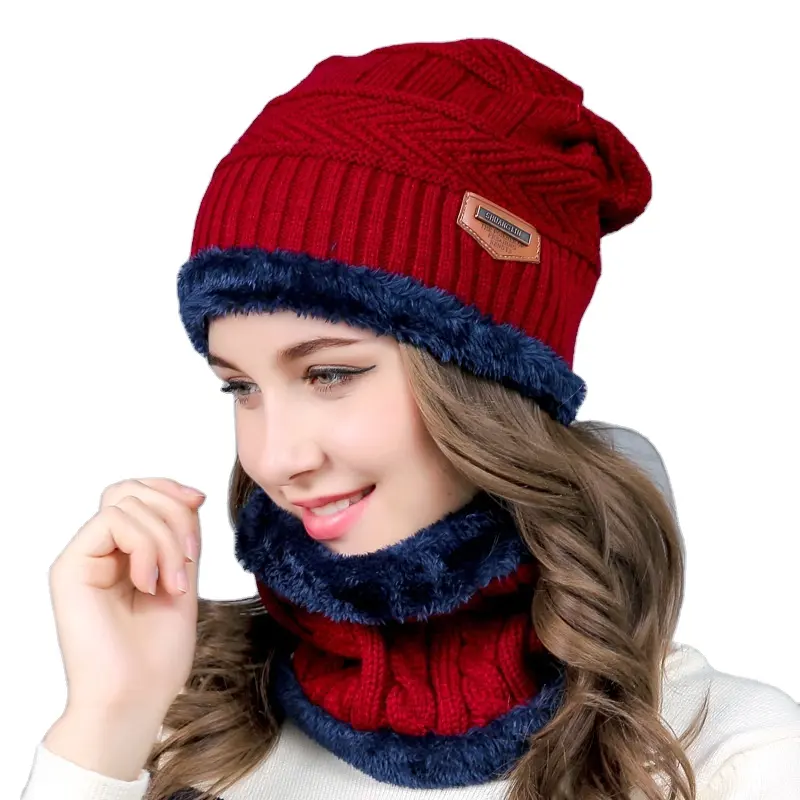 Bán Buôn Mùa Đông Đan Khăn Xe Máy Hat Bộ Đan Mũ Beanie