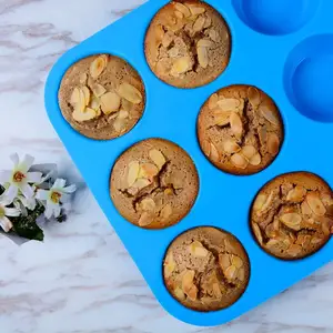 Cetakan Kue Silikon Bentuk Bulat 12 Lubang DIY Cetakan Kue Sabun Cokelat atau Es Krim Silikon untuk Oven Kulkas