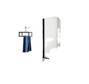 Hot selling bathtub shower screen overtub single glass shower panel curved swivel tempered glass bathroom showers