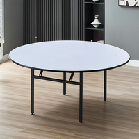 Table de banquet ronde pliante en PVC de 180 cm, mobilier d'hôtel moderne en fer forgé, vente en gros