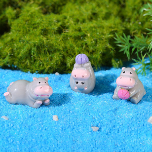 Figurines d'hippopotames miniatures en résine, décoratives, pour intérieur, bureau, accessoires de voiture, style A à F, finition brillante - Product Image 3