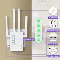 Extensor de WiFi de 5 GHz y 2.4 GHz, Amplificador de Señal de 1200 Mbps, Amplificador de Red Interior/Exterior, Puerto Ethernet, 1200 Mbps, Red IP Doméstica 4G 5G