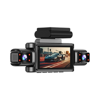 Caméra de tableau de bord WIFI 4 canaux avec écran de 3 pouces, assistance à la conduite, mode de stationnement 24 heures, vision nocturne à 360 degrés, 4 objectifs, caméra DVR de voiture