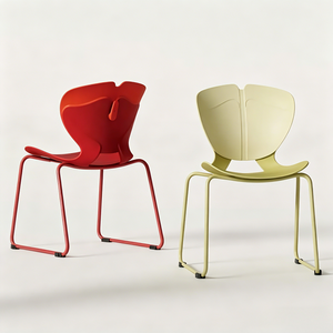 Chaise de salle à manger ergonomique de style scandinave <span class=keywords><strong>en</strong></span> PP, chaise coquille empilable avec pieds <span class=keywords><strong>en</strong></span> traîneau/roulettes pour usage bureau et hôtel - Product Image 2
