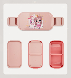 Lò vi sóng an toàn thực phẩm lưu trữ container hải quan di động Hộp Ăn Trưa nhựa hai lớp học trẻ em Bento Hộp Ăn Trưa với dao kéo - Product Image 4