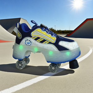 Factory Multifunctional <strong>Kick</strong> <strong>Roller</strong> Skate Sneaker Shoes With Four Wheels Contractile - Product Image 5