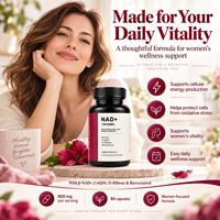 Complément alimentaire personnalisé NAD+ pour femmes, capsules NAD CoQ10 D-Ribose Resveratrol, 90 capsules, soutient l'énergie cellulaire et la vitalité des femmes