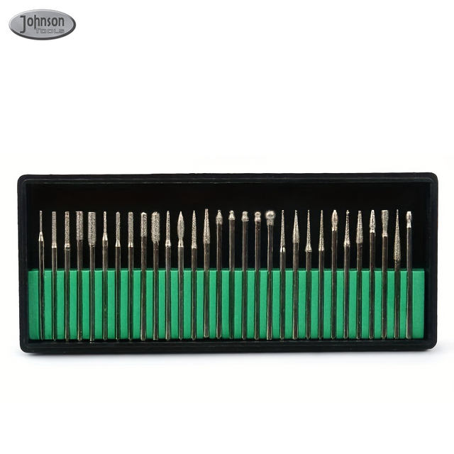 30pcs Diamond Engraving Burr Bits Kit for Rotary Tool Metal Woodworking Router Grinding Engraving Carving