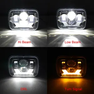 5x7 7x6 Led Headlight DRL Turn Signal Hi/Low Sealed Beam For Jeep Cherokee XJ Wrangler YJ Ford Chevy GMC Toyota