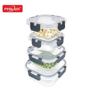 Pyglass Top Seller 24 pièces de récipients de stockage des aliments en verre supérieur ensemble de couvercles carrés en plastique pliants pour accessoires de cuisine - Product Image 5