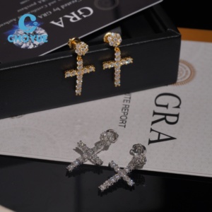 Wholesale High Quality cross <b>Fine</b> Jewelry 925 Sterling Silver VVS Moissanite Classic Simple <b>Earrings</b> - Product Image 5