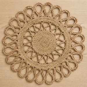 Tapis en jute naturel fait main, tressé, motif géométrique moderne, lavable, avec envers en caoutchouc, pour chambre à coucher - Product Image 3