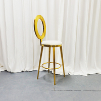 Chaise de bar moderne en acier inoxydable à dossier circulaire creux, pour banquets, événements, hôtels et restaurants