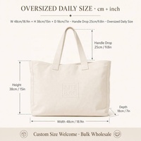 Sac fourre-tout en toile de coton surdimensionné Urban Essential - Design minimaliste de luxe discret, grande taille, poignée en corde, fermeture éclair, embossé