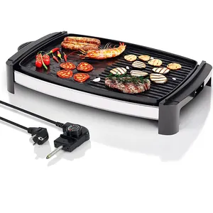 Grill rôtissoire d'intérieur en bambou, plaque de Grill avec revêtement antiadhésif et surface Plate et importée, 8 Mini casseroles, 1300W - Product Image 5