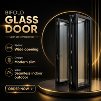 Porte pliante en aluminium à double vitrage trempé, moderne, pour séparation de pièce ou patio