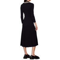 Robe midi élégante pour femme, col polo, manches longues, mode boutonnée, décontractée, tricotée, côtelée, pour le bureau, l'été, taille naturelle.
