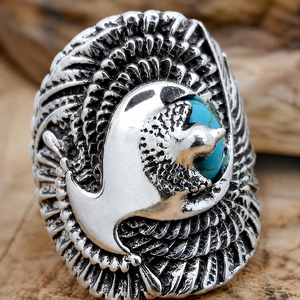 Eagle Design Vintage <b>Ring</b> <b>Men</b> Fashion <b>Ring</b> Retro Style Statement Finger Accessory Bold Design - Product Image 5