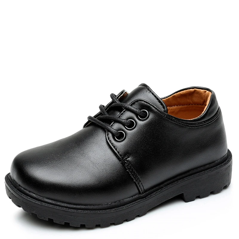 Original Factory Cheap Classic Lace up Leather Boys Shoes Kids Black School Shoes