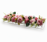 Plateau de présentation de fleurs en acrylique transparent - Support floral long et transparent pour boutique et décoration intérieure de luxe