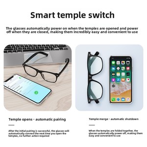 Lunettes Intelligentes IA avec Lentilles Interchangeables, Contrôle Tactile, Recharge Magnétique pour Musique, Appels, Navigation et Caméra - Product Image 2